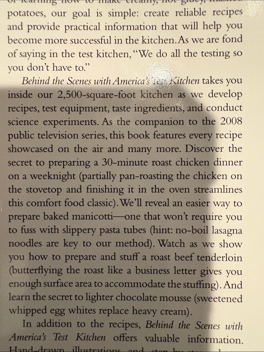 Behind the Scenes Cookbook - with America’s test kitchen